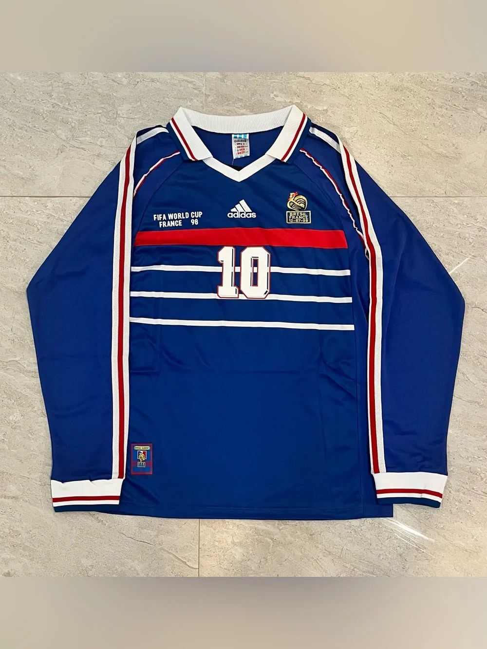 France 1998 World Cup Long Sleeve Home jersey - Zidane #10 SIZE MEDIUM